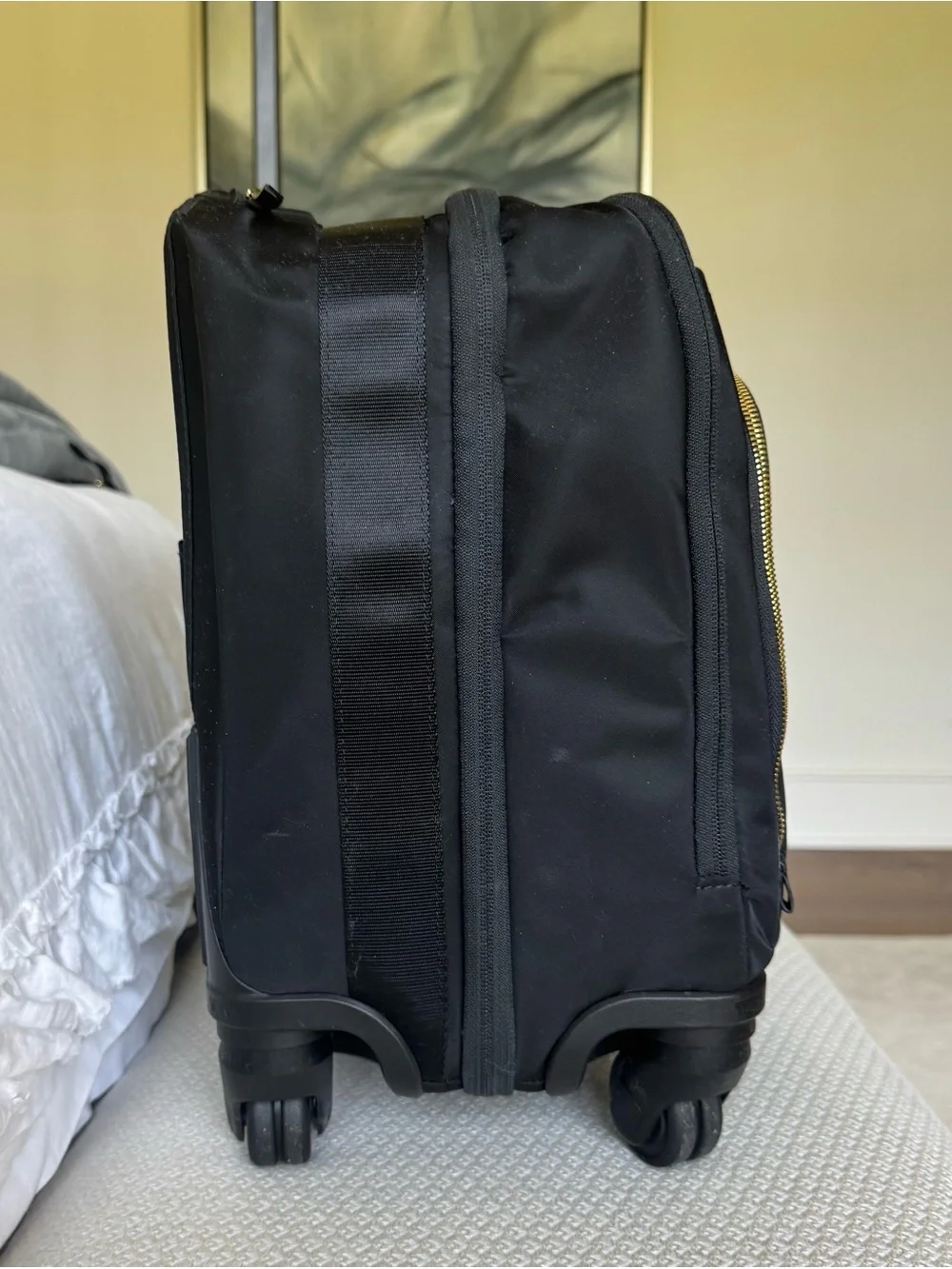 Tumi Black Travel Carry-On with Gold Hardware